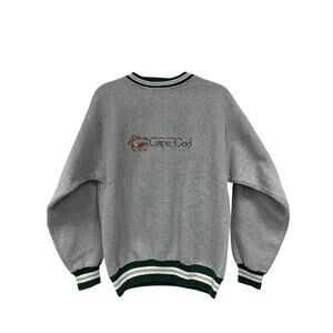 Vintage Cape Cod Sweatshirt Embroidered Green and Gray Pullover Size Large L